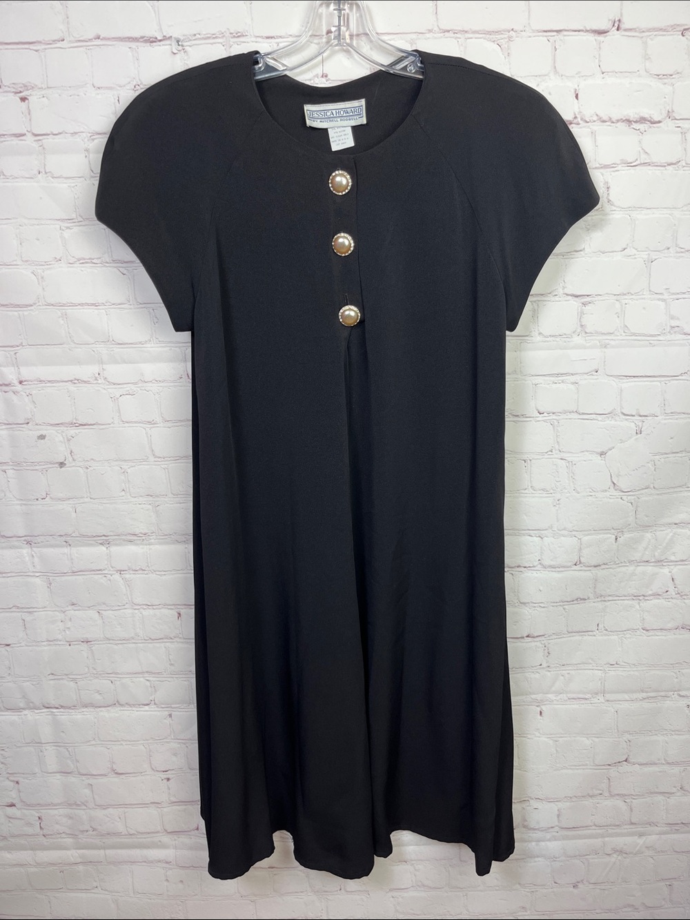 Vintage Jessica Howard by Mitchell Rodbell Black Shift Dress Size 12